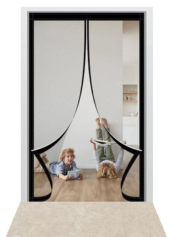 Zanzariera Magnetica Porta Finestra 206 x 270 cm Anti Insetti Traspirante Zanzariera con Magneti Nessun Attrezzo Richiesto Adatto a Bambini e Animali Domestici, Nero