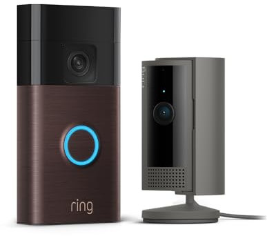 Ring Battery Video Doorbell (Venetian Bronze) + Ring Indoor Camera (Charcoal)| DIY Wireless Video Doorbell Camera I Head-To-Toe View, HD Video