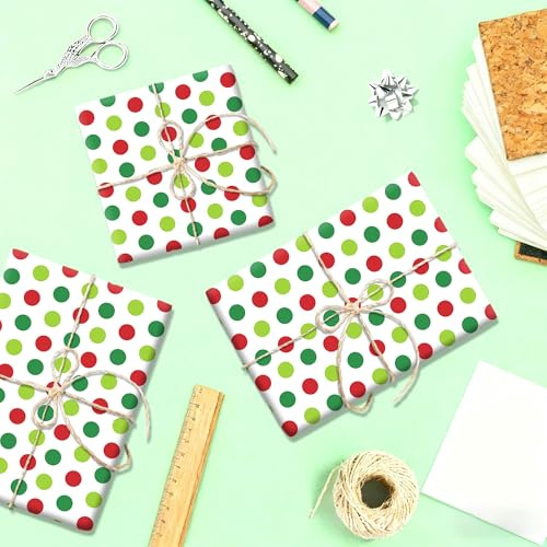 Weihnachts Seidenpapier Rot grüne Punkte Geschenkpapier Kunsthandwerkpapier