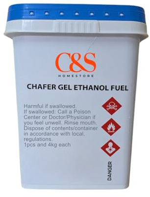 C&S Homestore 4kg Chafer Gel Ethanol Fuel – Clean-Burning Buffet Heating Fuel for Chafing Dishes, Food Warmers, Catering, Hotels & Restaurants