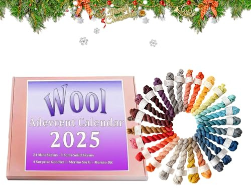 MFYOUPK Strickgarn Adventskalender Countdown Kalender | 24 Tage Countdown bis Weihnachten Weiches Strickgarn Set | Kreative Projekte Häkeln Festliche Lieferungen für Familie Frauen Mutter Mädchen