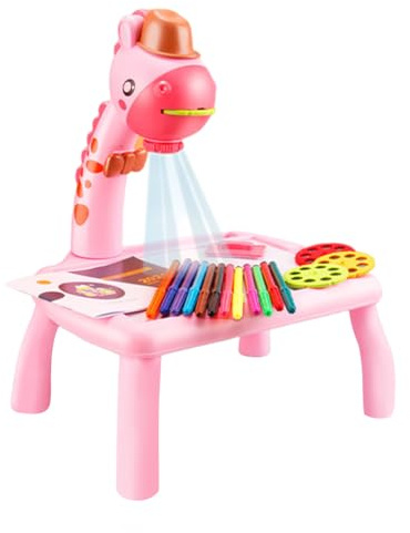 mophrati LED Projektor, batteriebetriebenes Zeichenbrett mit 3 Folien, Kinder Maltisch, tragbares Kunstzubehör, Geburtstagsgeschenk