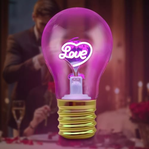 Fancysky LED Tischlampe in Form einer Glühbirne,LOVE Wiederaufladbare Lampe mit USB-Kabel,3 Helligkeitsstufen einstellbar,für Männer & Frauen,Partydekoration, stimmungsvolle Beleuchtung