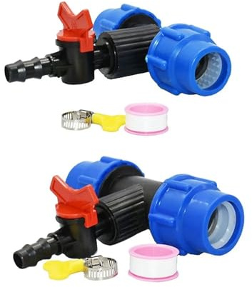 Raccordo a T riduttore for tubo da giardino da 25 mm, 32 mm a 1/2 pollice, 16 mm, valvola for rubinetto, raccordo for tubo a 3 vie DN20/25 da 16 mm(32MM x 1I2)