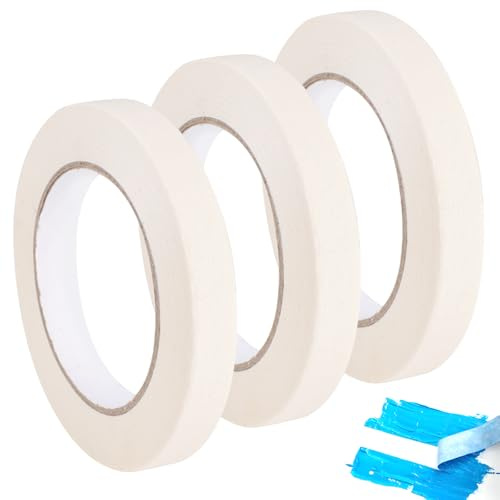 3 Ruban de Masquage Aquarelle pour Peintres Blanc, 15 mm x 50 m Artist Masking Tape, Scotch Peinture de Masquage Sans Résidu, Ruban Adhesif Sans Acide Imperméable pour Peinture, Travaux Manuels