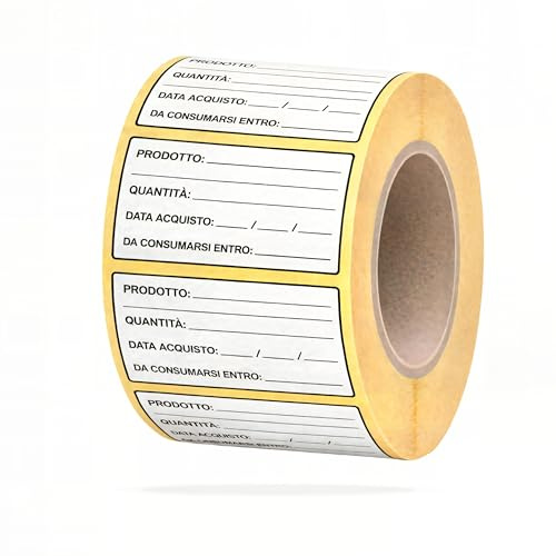 Etichette Adesive Alimenti HACCP Prestampate – 2000 Etichette 22x50mm per Contenitori, Resistenti fino a -40°C per Congelatore, Made in Italy