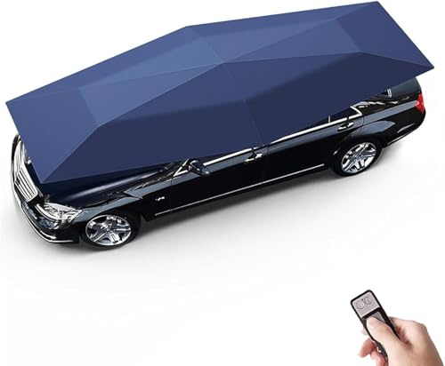 Ombrellone Portatile Automatico Per Auto, Ombrello Copri Auto Completamente Automatico, Tenda Per Auto Automatica Pieghevole, Connessione Semifissa, Con Ventose, Protezione Anti-UV Blue-4.8 * 2.3m
