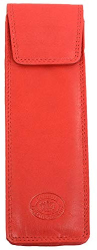 London Leather Glasses Case for Men and Women Soft Leather Slim Silouette - Red, red, One Size