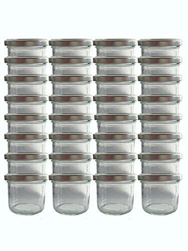 hocz 100 x Marmeladengläser 125ml - Einmachgläser Silber TO 66 mit ETIKETTEN - Einweckgläser mit Schraub-Deckel - Einkochgläser klein Früchte