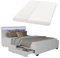 Juskys Polsterbett Lyon 140x200 cm mit Matratze, Bettkasten, LED Beleuchtung, Lattenrost & Kopfteil, weiß, Bett Bettgestell Jugendbett Einzelbett