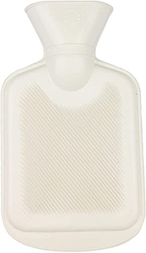 Hot Water Bottle 500ml Secure & Leak-Proof Natural Rubber Large Hot Water Bottles for Pain Relief, Hand and Foot Warmer (Cream, 500ml)