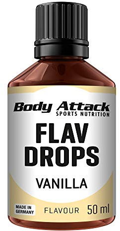 Body Attack Flav Drops®, 2 x 50 ml, Vanilla, Aromatropfen für Lebensmittel, zuckerfreie Flavour Drops ohne Kalorien, vegan & Qualität Made in Germany
