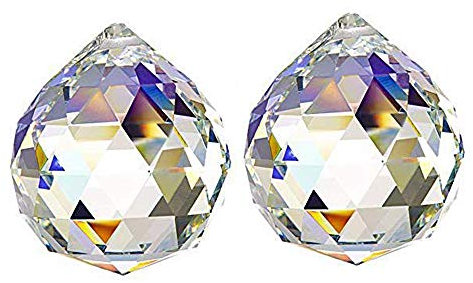 Tong Yue Feng Shui - Juego de 2 colgantes con forma de bola de cristal transparente (50 mm)