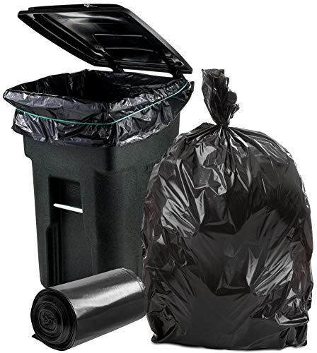 Plasticplace Lot de 25 sacs poubelle de 64 à 65 gallons pour Toter │ 1,2 mm │ Sacs poubelle noirs très résistants │ Rouleau │ 127 x 152,4 cm