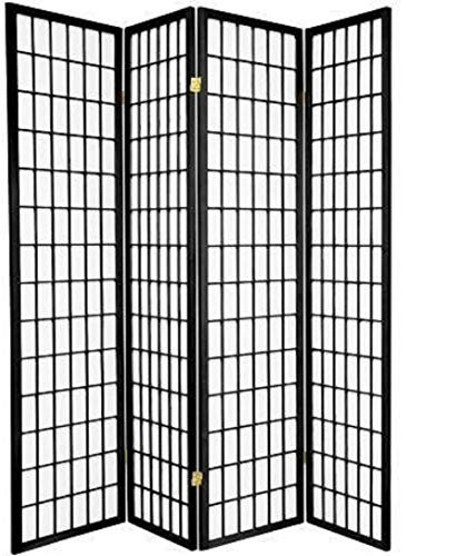 Fine Asianliving Japanische Paravent Raumteiler Trennwand B180xH180cm 4-teilig Shoji Reispapier Schwarz Japanische Paravent Raumteiler Shoji Raumtrenner Spanische Wand Sichtschutz Trennwand