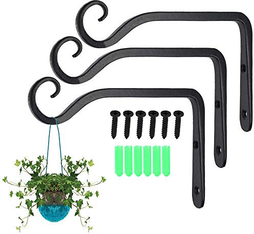 3PCS Hanging Basket Bracket, Wall Hanging Hooks, Plant Hooks for Hang Plants, Bird Feeders, Light, Lanterns, Plant Pots