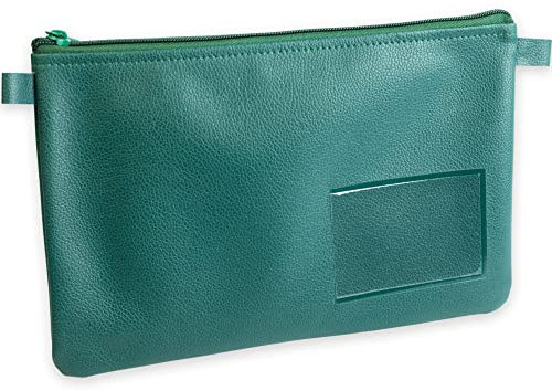 effektivo Banktasche Geldtasche farbig mit Reißverschluss und Fenster, Kunstleder grün, passend für Dokumente bis DIN A5