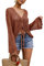 Saodimallsu Womens Oversized V Neck Shirts Flowy Crochet Bell Sleeve Boho Tops Sexy Tie Front Ruched Ruffle Top Blouse Brick Red S