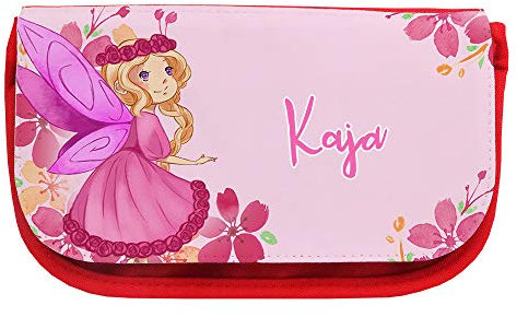 Kosmetiktasche mit Namen Kaja und Blumenfee-Motiv | Schminktasche | Viele Vornamen zur Auswahl