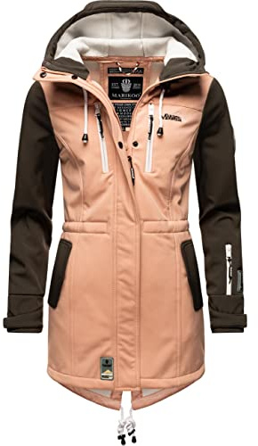 MARIKOO Damen Übergangsjacke Softshellmantel mit Kapuze Zimtzicke Rose - Anthracite Gr. XS