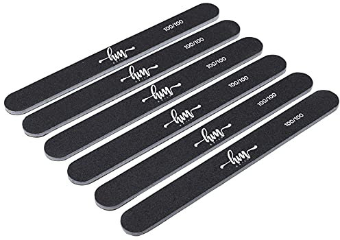 HM NAILS - Lima de uñas de ALTA DURACION para uso profesional 100/100 EDGE - PACK 6 uds - Lima para uñas, esmaltes semi permanente, gel uv, acrilico, uso profesional