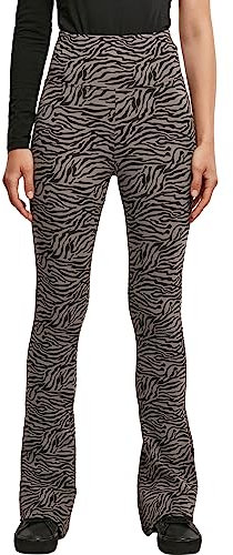 Urban Classics Damen Leggings Ladies High Waist Zebra Boot Cut Leggings Asphalt/Black M