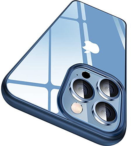 CASEKOO Crystal Clear für iPhone 13 Pro Hülle, [Nie Vergilbung] [Unzerstörbarer Militärschutz] Stoßfeste Kratzfeste Schutzhülle Dünne Handyhülle Transparent Case - Blau
