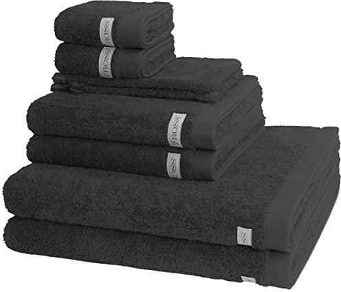 Ross - 8 teiliges Frottier-Set - Sinfonie (2 X Wasch- 2 X Gäste- 2 X Dusch- 2 X Handtuch im Set) - 500 g/m2 - Baumwolle - Walkfrottee - saugstark - weich und flauschig - Schiefer
