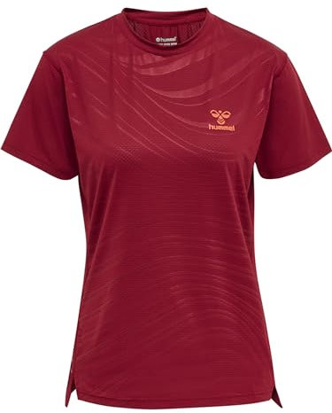 hummel Damen Hmlongrid Poly Tee S/S Wo T Shirt, Rhubarb/Nasturtium, XS EU