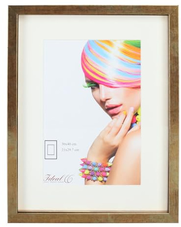 IDEAL TREND 3D Objektrahmen Holz Bilderrahmen Wanddeko Collage Poster Shirt Trikot Rahmen: Farbe: Gold-Antik | Format: 50x50