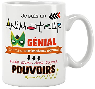 Mug animateur école. Animateur Ecole/Tasse – Animateur enfant, Atsem avec des supers pouvoirs - Cadeau fin d'année scolaire Cadeau original Prix mini. Céramique haute qualité 11oz - 320 ML (ANIMATEUR)