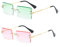 YUELUQU Retro Rahmenlose Sonnenbrille für Damen Herren Mode Retro Rechteck Brille Quadratische durchsichtige Sonnenbrille (B-grün+rosa)