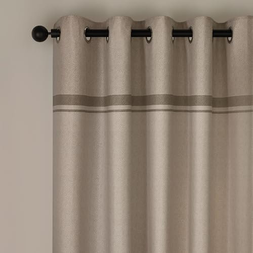 Catherine Lansfield Melville 90x90 Inch Lined Eyelet Curtains Two Panels Natural