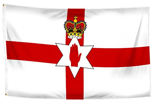 150x90cm Bandera Irlanda del Norte con 2 Ojales de Metal, Bandera de Irlanda del Norte de Color Brillante, Bandera Nacional Irlanda del Norte Decorada en Eventos Deportivos, Fiestas, Desfiles