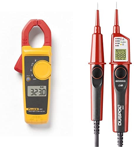 FLUKE 323 Pliers Multimeter AC TRMS, 8 misst Gleichspannung bis 600 V & BENNING DUSPOL digital Digitaler True RMS Spannungsprüfer (Prüfart 2-polig, Spannungsmessbereich 1 V - 1000 V AC/ 1200 V DC)