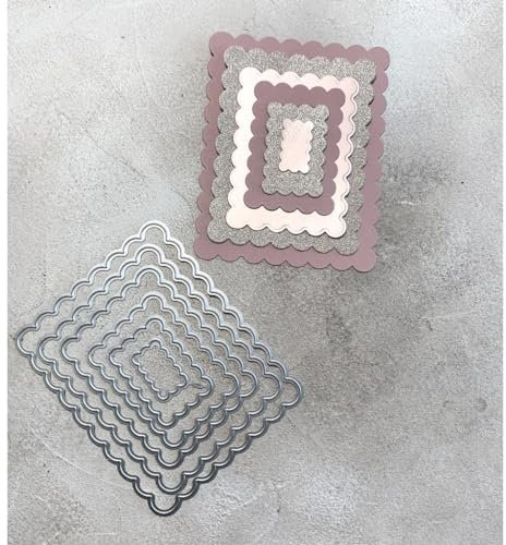 Stanzschablone Rahmen Rechtecke mit scallop Rand, bis 9,5x12cm, 6-tlg.