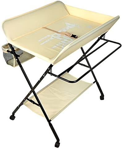 XUANYU Wickeltisch Klappbar, Höhenverstellbare Wickelkommode, Traglast bis 25 kg, Anwendbare Mütter Höhe: 145-175 cm (Gelb-schwarz)