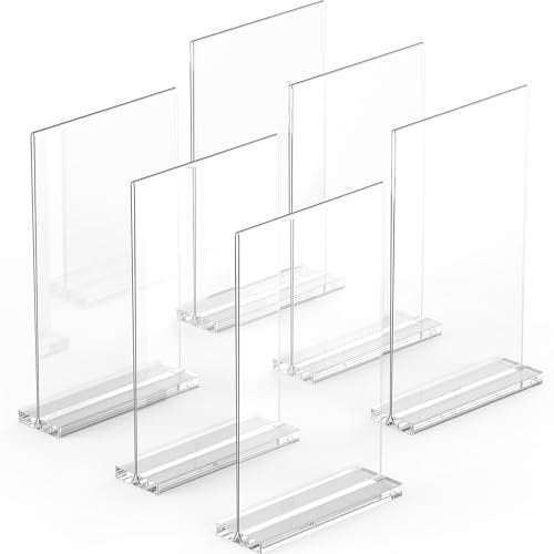 Lot de 6 porte-affiches en acrylique A5 – Élégants et polyvalents – Bords polis – Affichage double face – Écran en plexiglas – Idéal pour les photos, panneaux, menus et présentations de table