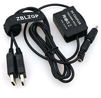ZBLZGP Dual USB to DMW-DCC8 Battery DC Coupler DMW-BLC12 Battery Replacement for Panasonic Lumix DMC-FZ2500 G7 6 5 GH2 DC-G90 G95 Camera