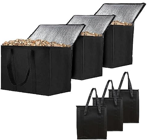 3 Stück Holzpelletbox 9 kg Schwarz Wasserdicht Holzpellets Aufbewahrungsbox für Holzkohle Grill Camping Outdoor 33 x 20,3 x 35,6 cm