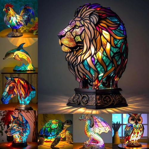 SAROZZTAL 5.9'' TiertischlLampe Vintage-Tischlampe mit Harztieren, Tier-Tischlampen-Serie, Vintage Tier-Tischlampen für Wohnzimmer, Tier-Nachtlicht für Raumdekoration (Size : G)