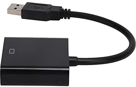ASHATA USB to VGA Adapter, USB 3.0 Male to VGA 15-Pin Female Converter, Supports 1080 at 60Hz, for 10, Desktop, Laptop, PC, Projector, High Definition TV, etc. (Black)
