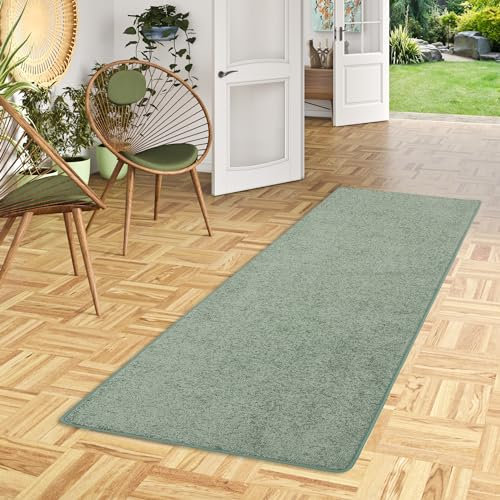 Snapstyle Teppichläufer Hochflor Langflor Teppich Läufer Cottage Mintgrün für Flur und Wohnraum Pflegeleicht