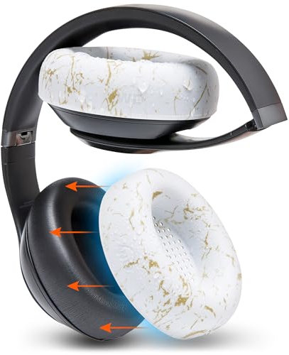 WC SweatZ Studio Pro - Patented Protective Silicone Earpad Covers for Beats Studio Pro Made by Wicked Cushions | Sweatproof & Easily Washable | Gold Marble