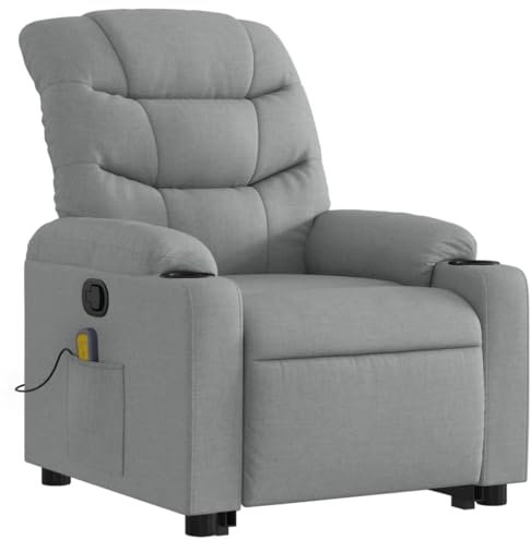 vidaXL Massagesessel mit Aufstehhilfe Hellgrau Stoff