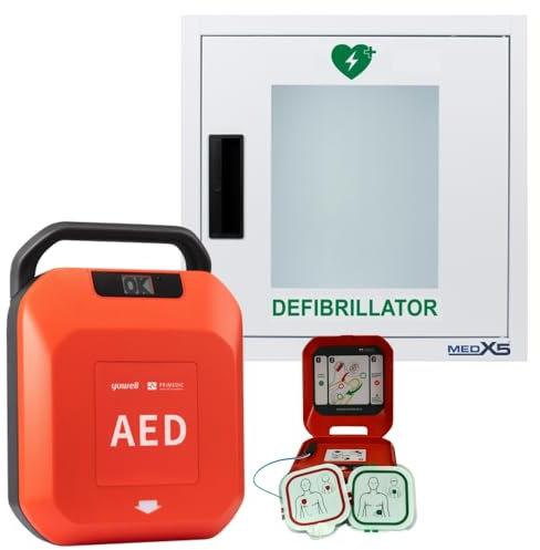 Primedic HeartSave YA Defibrillatore & Teca per Defibrillatore, adatto a dilettanti e professionisti con erogazione automatico della scarica, 8 anni di garanzia