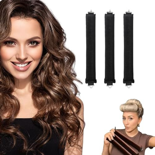 Yeria 3 Stück Heatless Curls Band – Lockenwickler über Nacht ohne Hitze für mittleres & langes Haar – Samt Overnight Blowout Lockenband für gesunde Locken – DIY Lockenwickler zum Schlafen