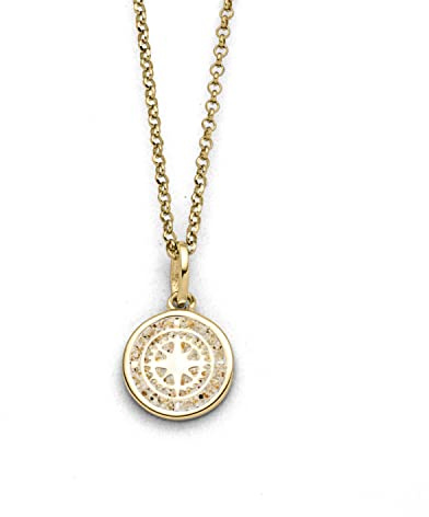 DUR Schmuck Kette KOMPASS 2.0 Strandsand, Silber 925/- vergoldet 45cm (K2946) Erbskette