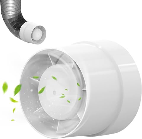 ZOYDP Ventilador de Tubo 100mm, Ventilador de Tubo de 130 m³/h 12W, Extractor de Baño Silencioso con Cable de Alimentación de 50Cm, Extractor de Aire para Baño, Tienda, Invernadero, Cocina, Garaje