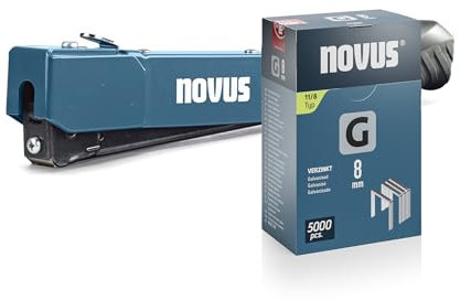 NOVUS TOOLS Agrafeuse marteau J-033 Kit avec 5000 agrafes │ Agrafeuse robuste en métal avec poignée ergonimique antidérapante et chargement rapide des agrafes │ Pour agrafes en fil plat de 6-10 mm